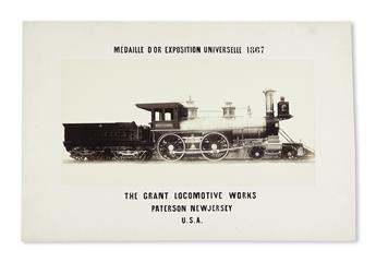 (RAILROAD.) Pair of large Grant Locomotive Works photos from the 1867 Worlds Fair.